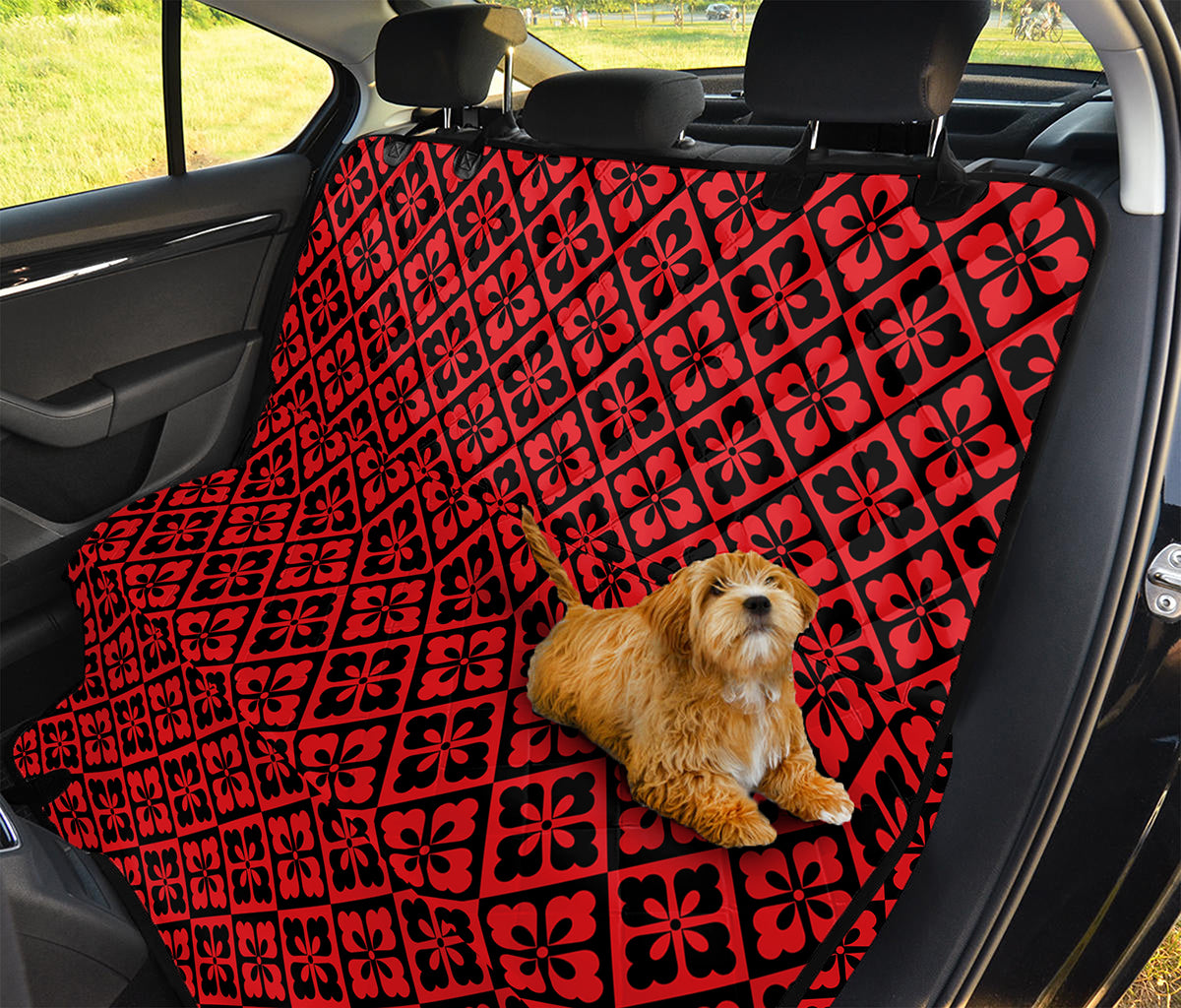 Red And Black Japanese Pattern Print Pet Car Back Seat Cover