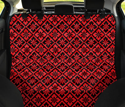 Red And Black Japanese Pattern Print Pet Car Back Seat Cover
