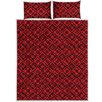 Red And Black Japanese Pattern Print Quilt Bed Set