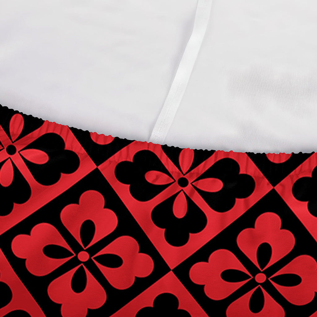 Red And Black Japanese Pattern Print Sofa Cover