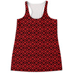 Red And Black Japanese Pattern Print Women's Racerback Tank Top