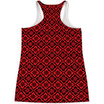 Red And Black Japanese Pattern Print Women's Racerback Tank Top