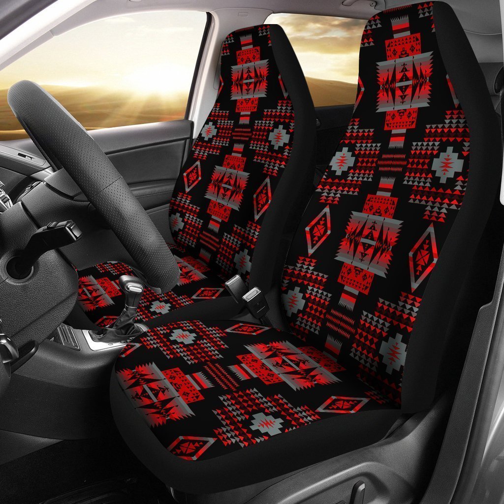Red And Black Native Tribal Universal Fit Car Seat Covers GearFrost