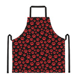 Red And Black Paw Pattern Print Apron