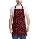 Red And Black Paw Pattern Print Apron