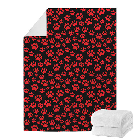 Red And Black Paw Pattern Print Blanket