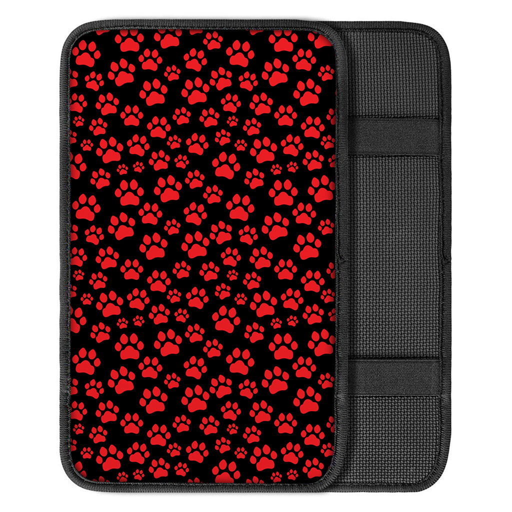 Red And Black Paw Pattern Print Car Center Console Cover