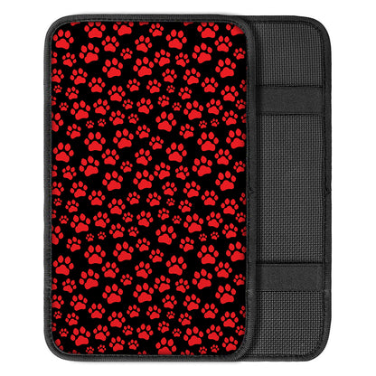 Red And Black Paw Pattern Print Car Center Console Cover