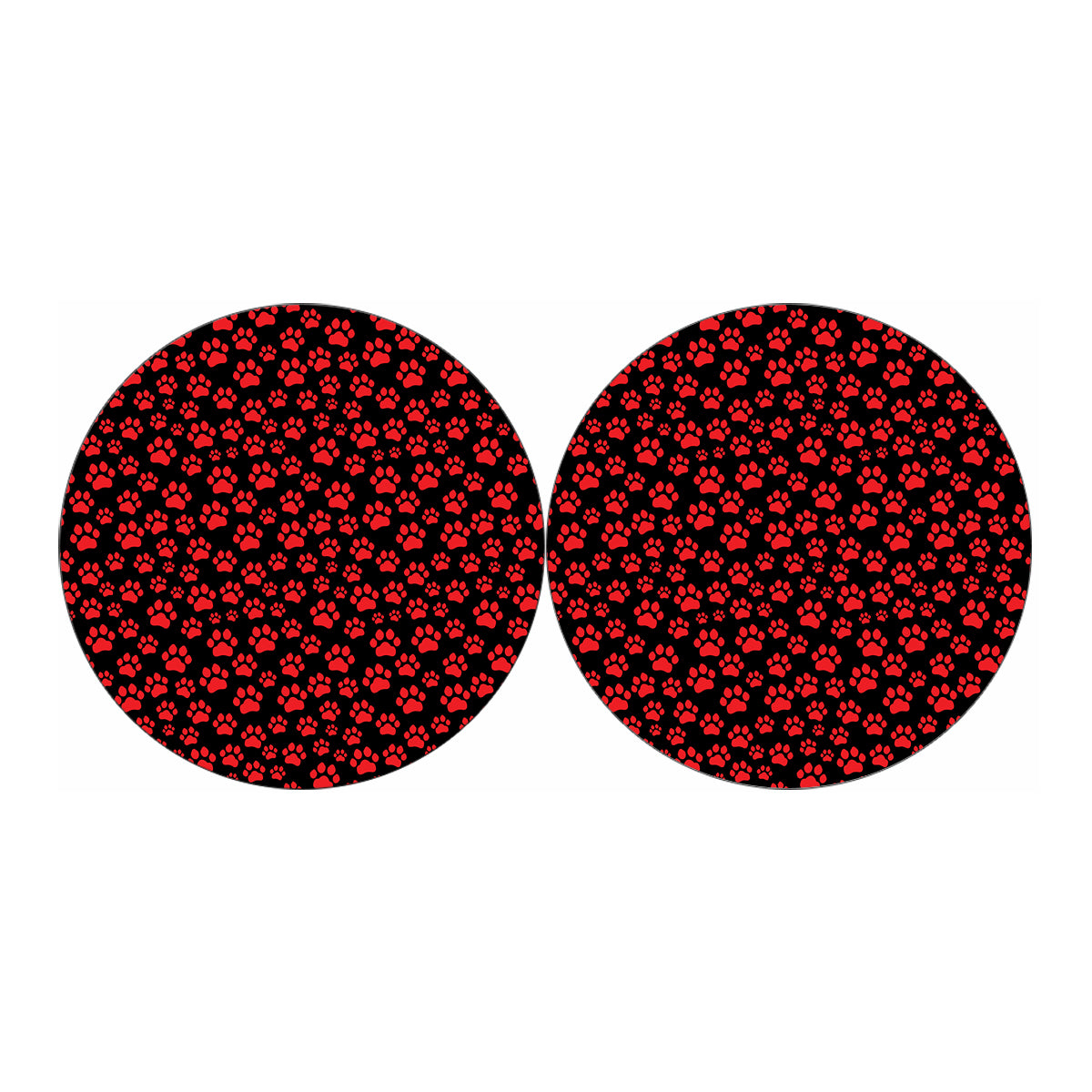 Red And Black Paw Pattern Print Car Coasters