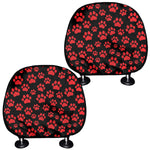 Red And Black Paw Pattern Print Car Headrest Covers