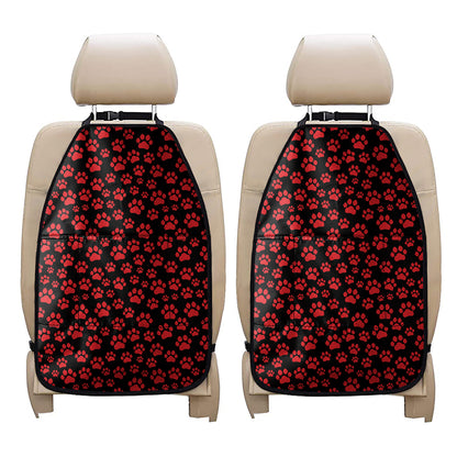 Red And Black Paw Pattern Print Car Seat Organizers