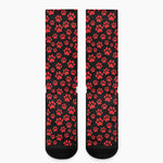 Red And Black Paw Pattern Print Crew Socks