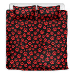 Red And Black Paw Pattern Print Duvet Cover Bedding Set