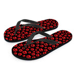 Red And Black Paw Pattern Print Flip Flops