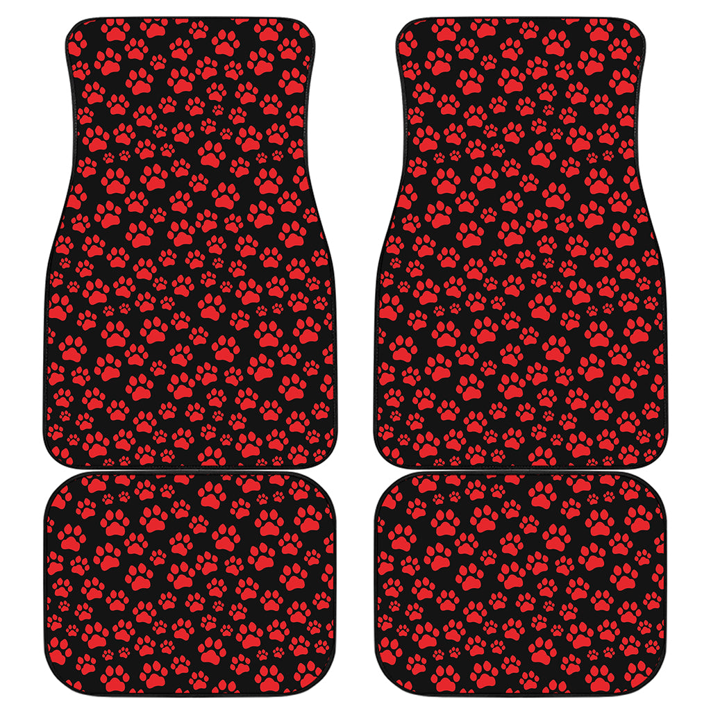 Red And Black Paw Pattern Print Front and Back Car Floor Mats