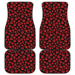 Red And Black Paw Pattern Print Front and Back Car Floor Mats