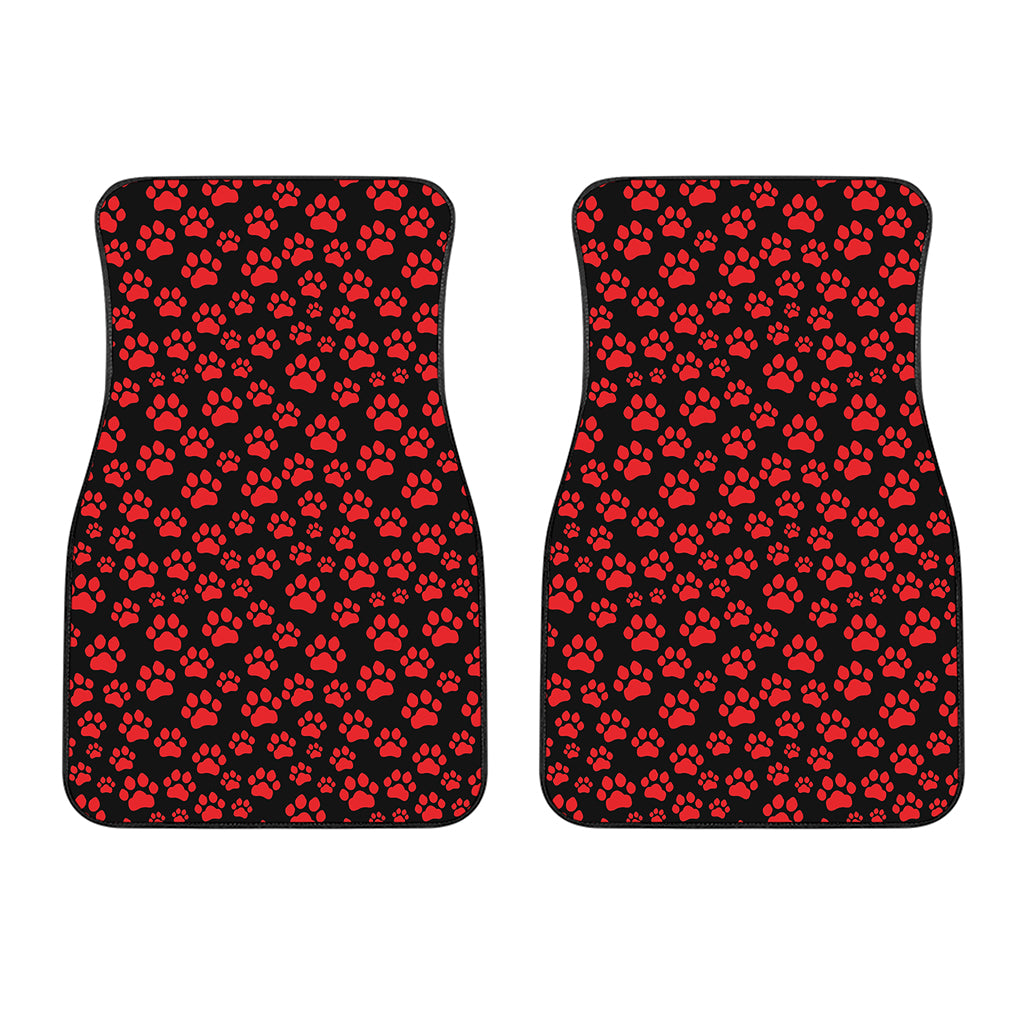 Red And Black Paw Pattern Print Front Car Floor Mats