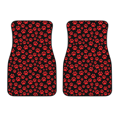 Red And Black Paw Pattern Print Front Car Floor Mats