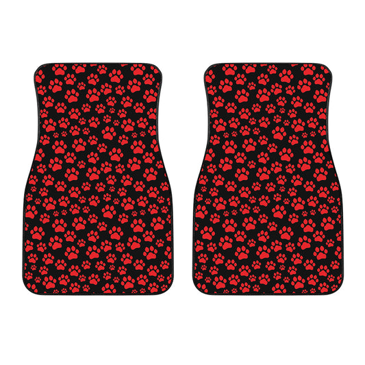 Red And Black Paw Pattern Print Front Car Floor Mats