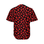 Red And Black Paw Pattern Print Men's Baseball Jersey