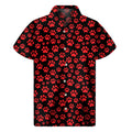 Red And Black Paw Pattern Print Men's Short Sleeve Shirt
