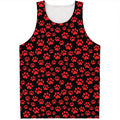 Red And Black Paw Pattern Print Men's Tank Top