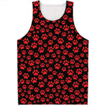 Red And Black Paw Pattern Print Men's Tank Top