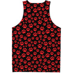 Red And Black Paw Pattern Print Men's Tank Top