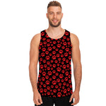Red And Black Paw Pattern Print Men's Tank Top