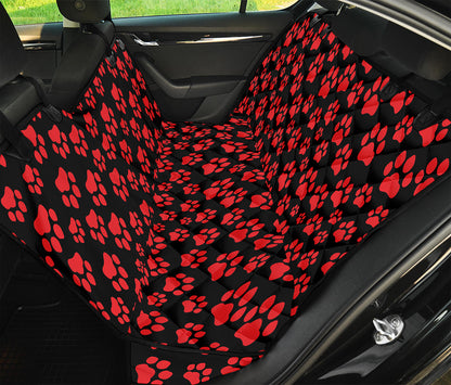 Red And Black Paw Pattern Print Pet Car Back Seat Cover