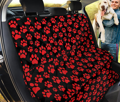 Red And Black Paw Pattern Print Pet Car Back Seat Cover