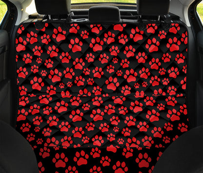 Red And Black Paw Pattern Print Pet Car Back Seat Cover