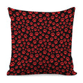 Red And Black Paw Pattern Print Pillow Cover