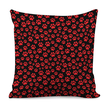 Red And Black Paw Pattern Print Pillow Cover