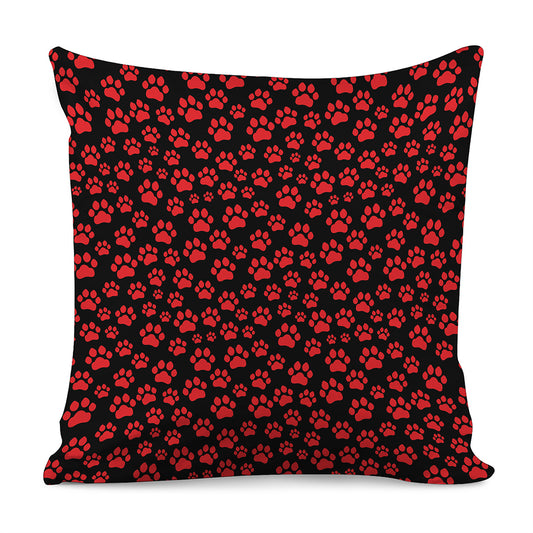 Red And Black Paw Pattern Print Pillow Cover