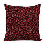 Red And Black Paw Pattern Print Pillow Cover