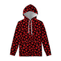 Red And Black Paw Pattern Print Pullover Hoodie