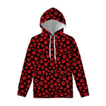 Red And Black Paw Pattern Print Pullover Hoodie