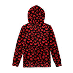 Red And Black Paw Pattern Print Pullover Hoodie