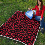 Red And Black Paw Pattern Print Quilt