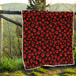 Red And Black Paw Pattern Print Quilt