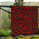 Red And Black Paw Pattern Print Quilt