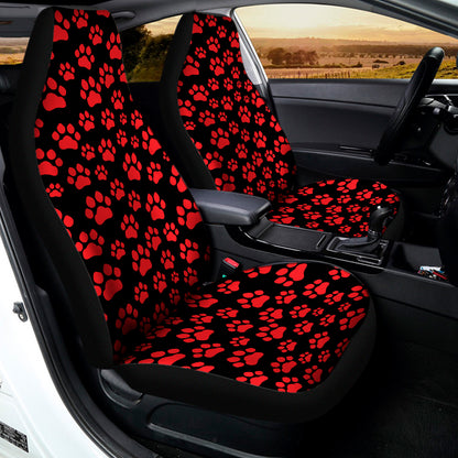 Red And Black Paw Pattern Print Universal Fit Car Seat Covers