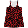 Red And Black Paw Pattern Print Women's Racerback Tank Top