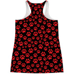 Red And Black Paw Pattern Print Women's Racerback Tank Top