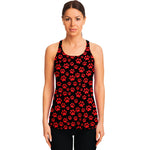 Red And Black Paw Pattern Print Women's Racerback Tank Top