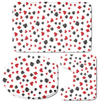 Red And Black Playing Card Suits Print 3 Piece Bath Mat Set