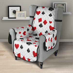 Red And Black Playing Card Suits Print Armchair Protector