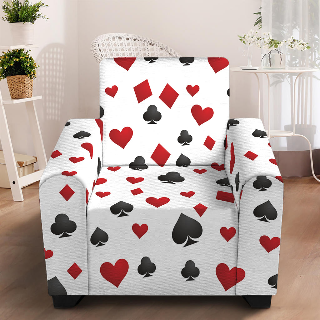 Red And Black Playing Card Suits Print Armchair Slipcover