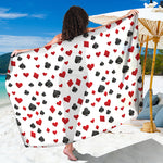 Red And Black Playing Card Suits Print Beach Sarong Wrap